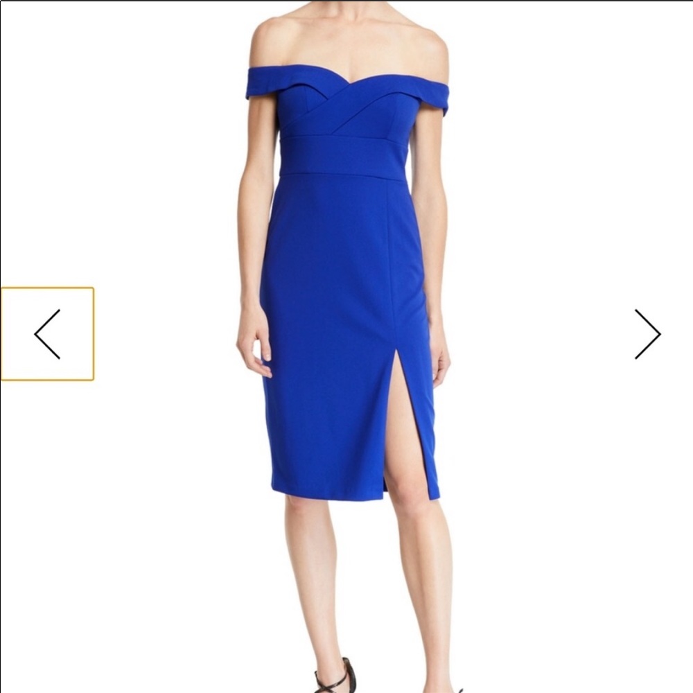 Aidan Mattox off shoulder blue cocktail dress US 2